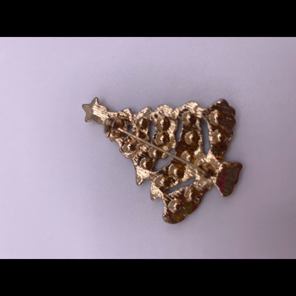 4/$20 Rhinestone Embellished Enamel Christmas Tree Pin - Picture 4 of 6
